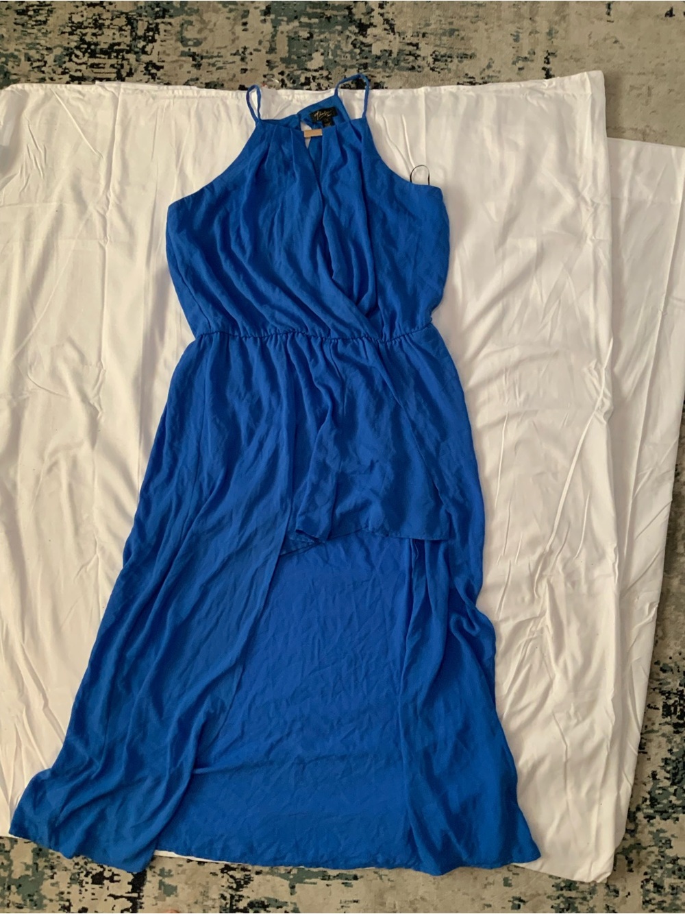 Thalia Sodi Royal Blue High-Low Halter Maxi Dress